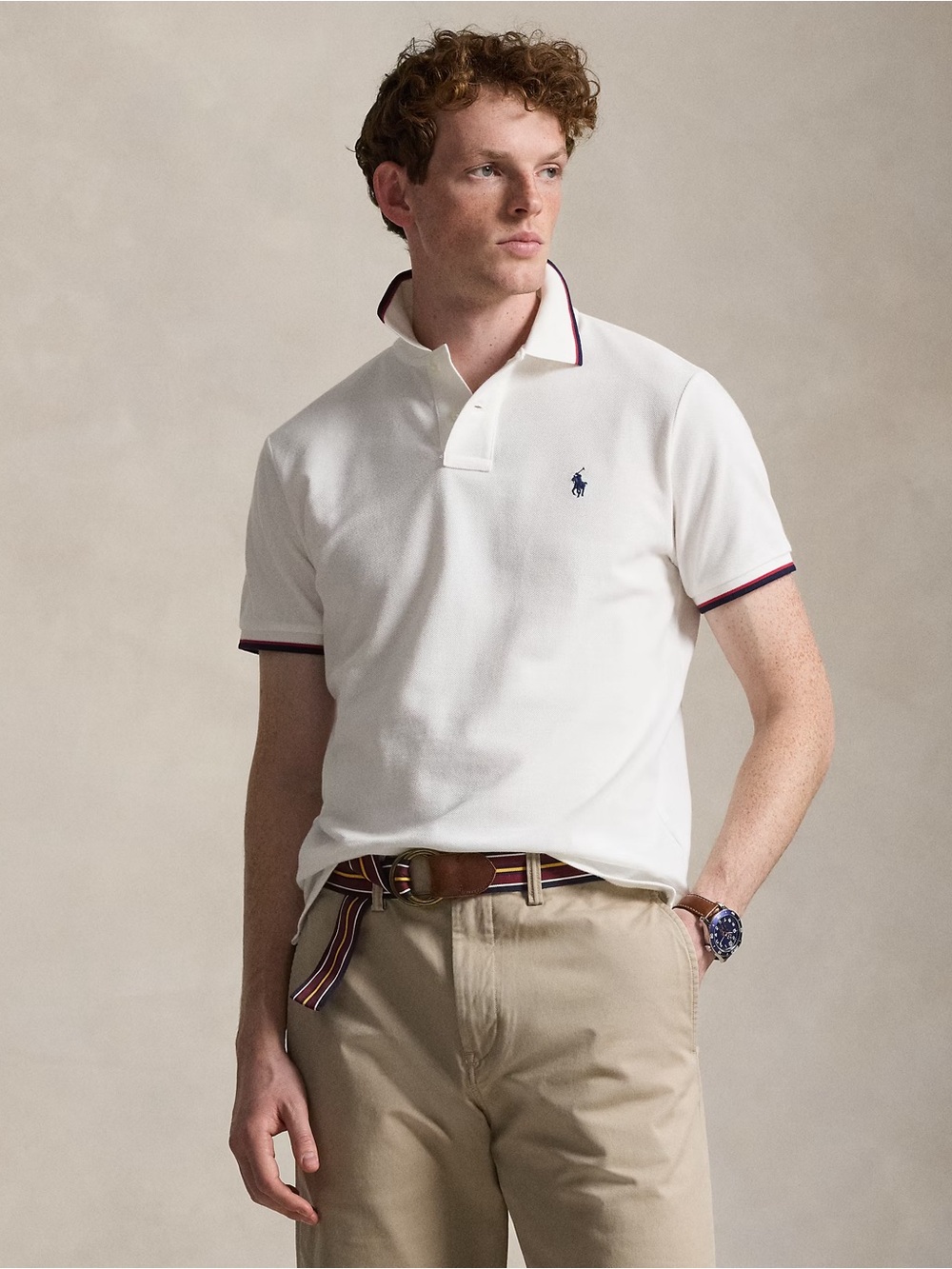Ralph Lauren White Polo with Navy & Red Trim